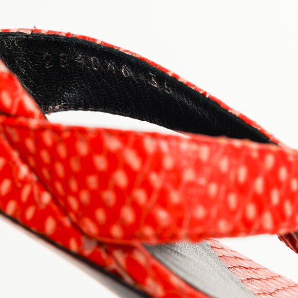 Balenciaga Orange Snakeskin-Embossed Studded Wedge Sandals - Picture 11 of 11